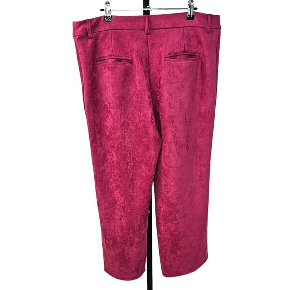 Anthropologie Avec Les Filles Womens Pink Faux Suede Wide Leg Crop Pants Size  L - Picture 6 of 8